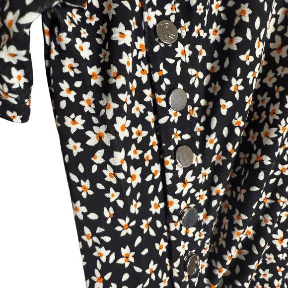 Paco Rabanne Black Floral Jersey Short Sleeve Crewneck Midi Dress Size XXL - Picture 13 of 16